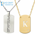 Moda personalizada metal en blanco acero inoxidable grabado sublimación lujo ejército militar personalizado dogtags collar con cadena de bolas